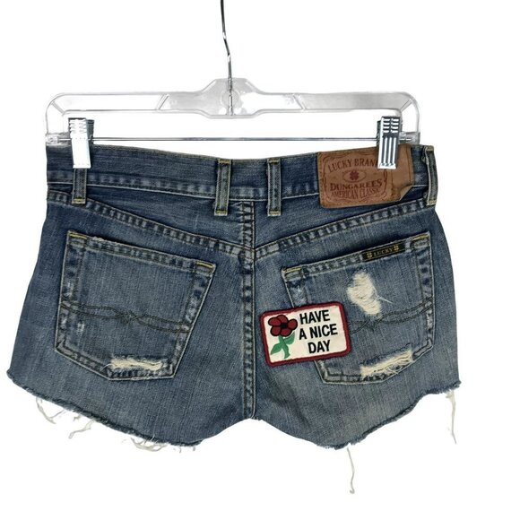 Lucky Brand Daisy Duke Dungarees Raw Hem Cut Off Shorts size 0/25 - Picture 1 of 3
